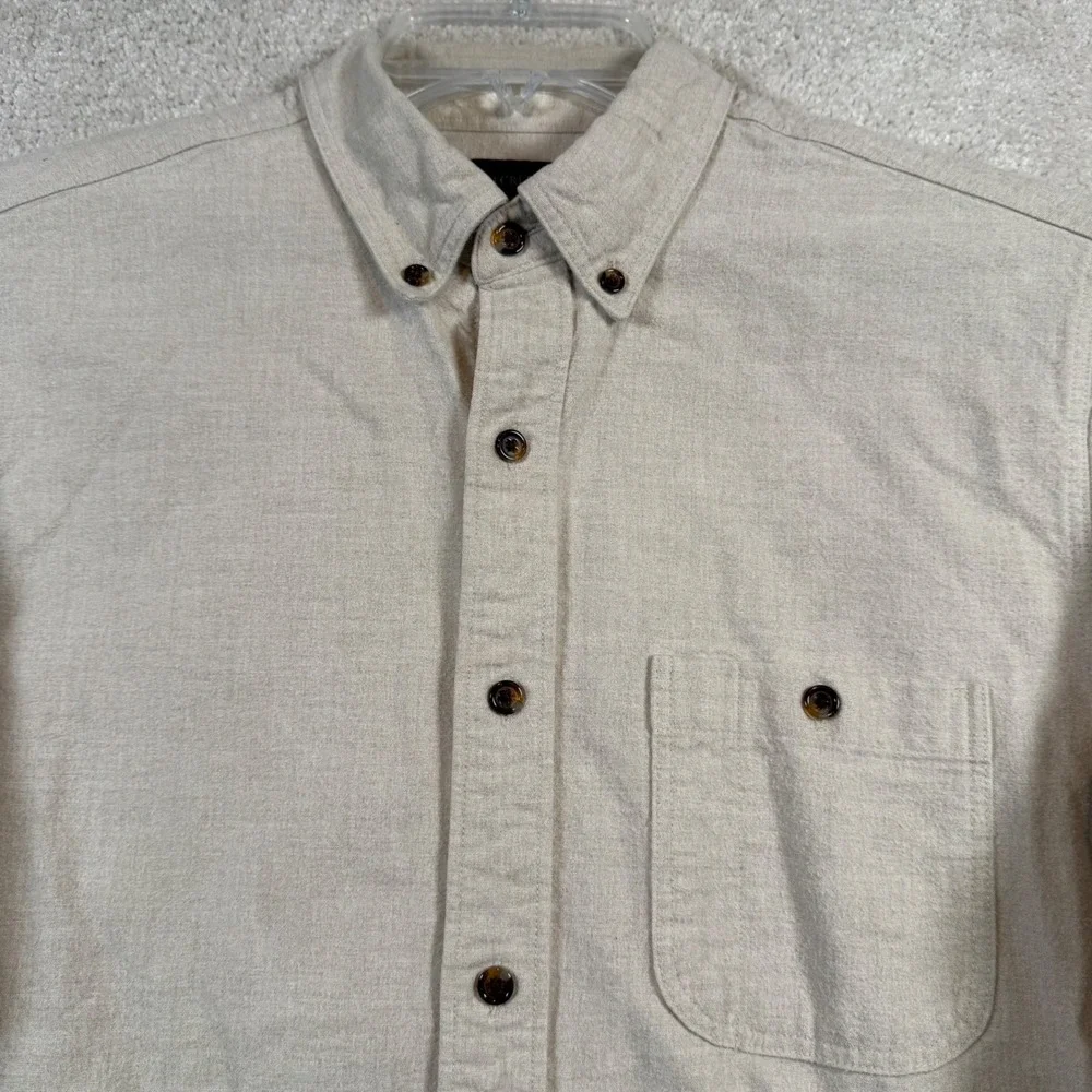 J Crew Mens Tan Button Down Shirt‎ with Suede Leather Elbow Patches Size Medium
